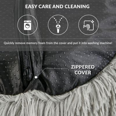 Show full view: Friends Forever Serena Calming Oval Cuddler Bolster with Memory Foam Dog & Cat Bed, Grey, Large slide 6 of 10