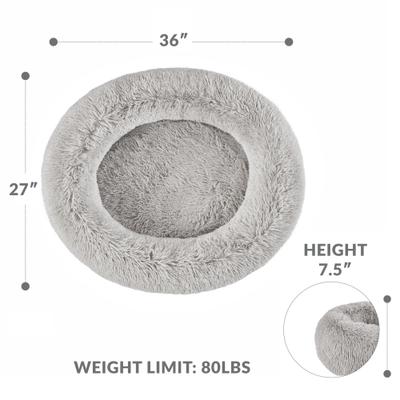 Show full view: Friends Forever Serena Calming Oval Cuddler Bolster with Memory Foam Dog & Cat Bed, Grey, Large slide 8 of 10