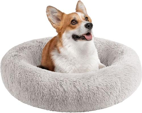 Show full view: Friends Forever Serena Calming Oval Cuddler Bolster with Memory Foam Dog & Cat Bed, Grey, Medium slide 1 of 10