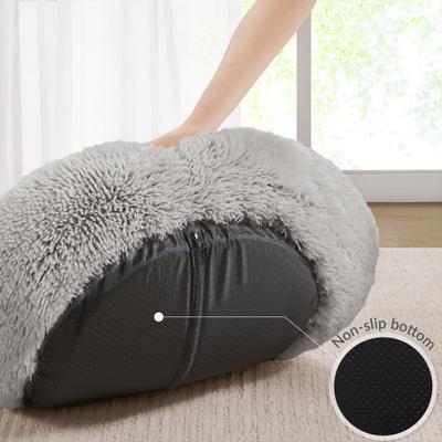 Show full view: Friends Forever Serena Calming Oval Cuddler Bolster with Memory Foam Dog & Cat Bed, Grey, Medium slide 5 of 10