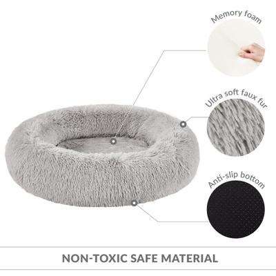 Show full view: Friends Forever Serena Calming Oval Cuddler Bolster with Memory Foam Dog & Cat Bed, Grey, Medium slide 7 of 10