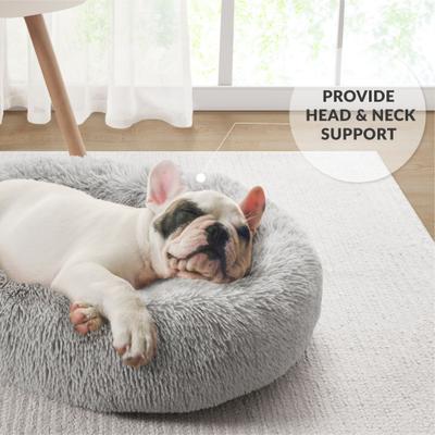 Show full view: Friends Forever Serena Calming Oval Cuddler Bolster with Memory Foam Dog & Cat Bed, Grey, Small slide 3 of 10
