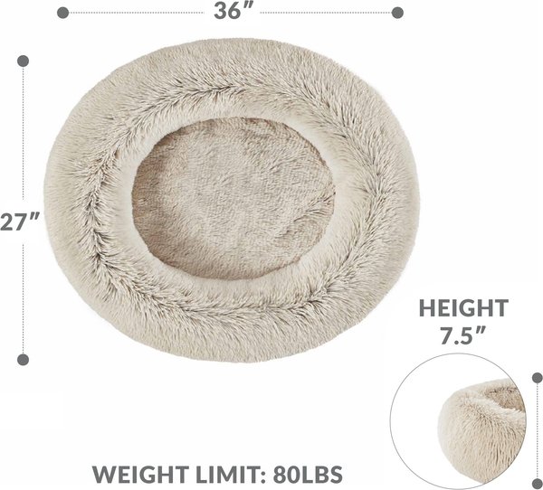 Show full view: Friends Forever Serena Calming Oval Cuddler Bolster with Memory Foam Dog & Cat Bed, Tan, Large slide 8 of 10