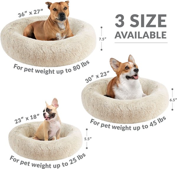 Show full view: Friends Forever Serena Calming Oval Cuddler Bolster with Memory Foam Dog & Cat Bed, Tan, Large slide 9 of 10