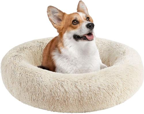 Show full view: Friends Forever Serena Calming Oval Cuddler Bolster with Memory Foam Dog & Cat Bed, Tan, Medium slide 1 of 11