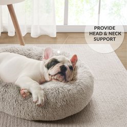Friends Forever Serena Calming Oval Cuddler Bolster with Memory Foam Dog & Cat Bed, Tan, Medium slide 2 of 9