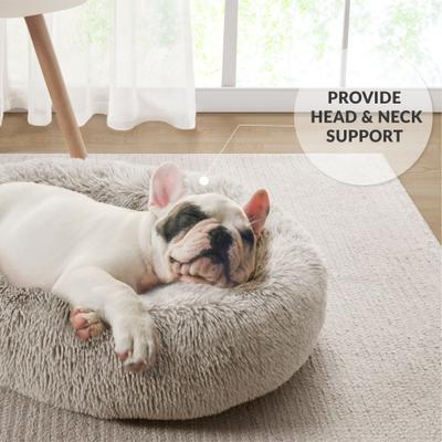 Show full view: Friends Forever Serena Calming Oval Cuddler Bolster with Memory Foam Dog & Cat Bed, Tan, Medium slide 3 of 11