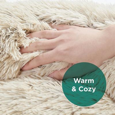 Show full view: Friends Forever Serena Calming Oval Cuddler Bolster with Memory Foam Dog & Cat Bed, Tan, Medium slide 4 of 11