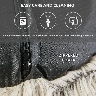 Show full view: Friends Forever Serena Calming Oval Cuddler Bolster with Memory Foam Dog & Cat Bed, Tan, Medium slide 7 of 11