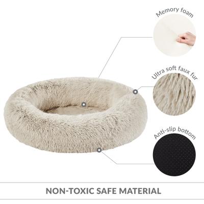 Show full view: Friends Forever Serena Calming Oval Cuddler Bolster with Memory Foam Dog & Cat Bed, Tan, Medium slide 8 of 11