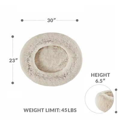 Show full view: Friends Forever Serena Calming Oval Cuddler Bolster with Memory Foam Dog & Cat Bed, Tan, Medium slide 9 of 11