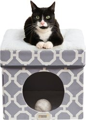 Friends Forever Taylor Collapsible Cube Cat House & Ottoman, Grey