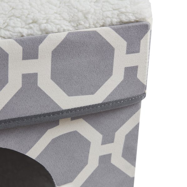Show full view: Friends Forever Taylor Collapsible Cube Cat House & Ottoman, Grey slide 5 of 10