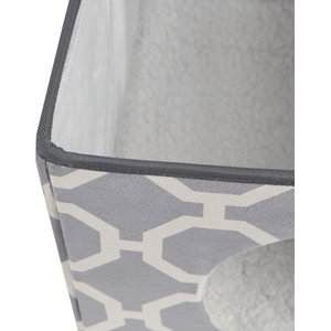 Friends Forever Taylor Collapsible Cube Cat House & Ottoman, Grey