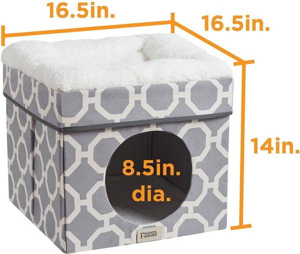 Show full view: Friends Forever Taylor Collapsible Cube Cat House & Ottoman, Grey slide 8 of 10