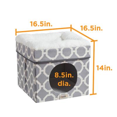 Show full view: Friends Forever Taylor Collapsible Cube Cat House & Ottoman, Grey slide 8 of 10