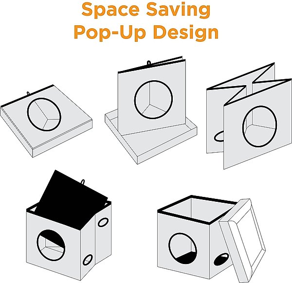 Show full view: Friends Forever Taylor Collapsible Cube Cat House & Ottoman, Grey slide 9 of 10