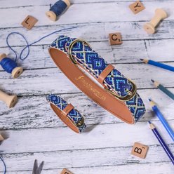 FriendshipCollar Mucky Pup Leather Dog Collar with Friendship Bracelet, Medium: 15 to 18-in neck, 1-in wide