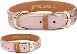 FriendshipCollar Puppy Love Leather Dog Collar with Friendship Bracelet, Small: 13 to 16-in neck, 1-in wide