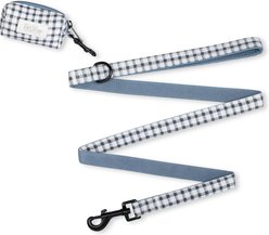 Fringe Studio Painted Gingham Cotton Dog Leash & Waste Bag Holder Bundle, 4-ft long, 0.78-in wide