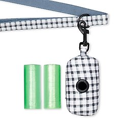 Fringe Studio Painted Gingham Cotton Dog Leash & Waste Bag Holder Bundle, 4-ft long, 0.78-in wide slide 2 of 2