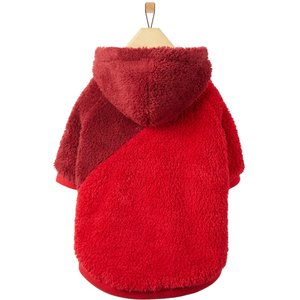 Frisco 2-Tone Colorblock Fleece Dog & Cat Hoodie, Burgundy, X-Large