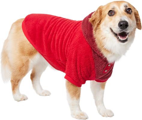Show full view: Frisco 2-Tone Colorblock Fleece Dog & Cat Hoodie, Burgundy, XX-Large slide 1 of 9