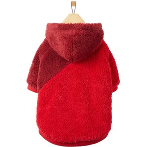 Frisco 2-Tone Colorblock Fleece Dog & Cat Hoodie, Burgundy, XX-Large