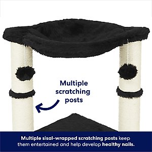 Frisco 20-in Faux Fur Cat Tree, Black