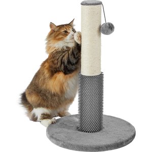 Frisco 21-in Sisal Cat Scratching Post with Toy & Groomer, 2 count, Gray