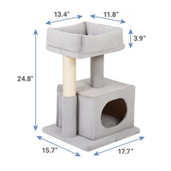 Frisco 24.8-in Faux Fur Cat Tree & Condo, Gray slide 2 of 5