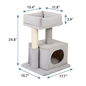 Frisco 24.8-in Faux Fur Cat Tree & Condo, Gray