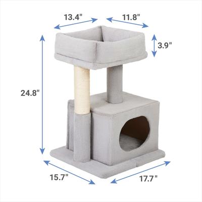 Show full view: Frisco 24.8-in Faux Fur Cat Tree & Condo, Gray slide 3 of 8