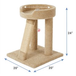 Frisco 24-in Real Carpet Wooden Cat Scratching Perch with Toy, Gray slide 2 of 4