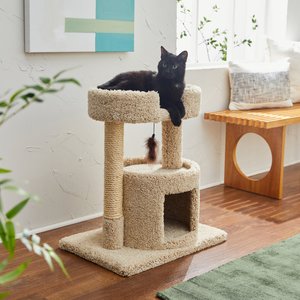 Frisco 27-in Real Carpet Cat Tree with Condo & Oval Perch, Beige