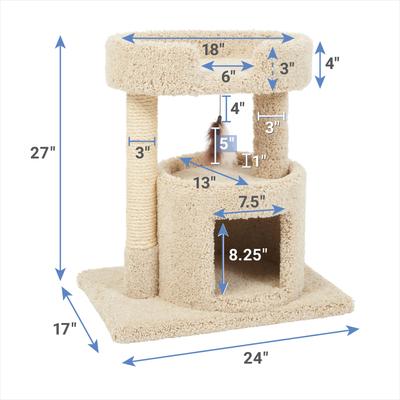 Show full view: Frisco 27-in Real Carpet Cat Tree with Condo & Oval Perch, Beige slide 2 of 6