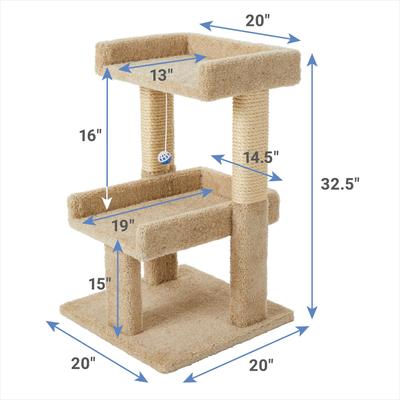 Frisco 32-in Real Carpet Wooden Cat Tree with Toy