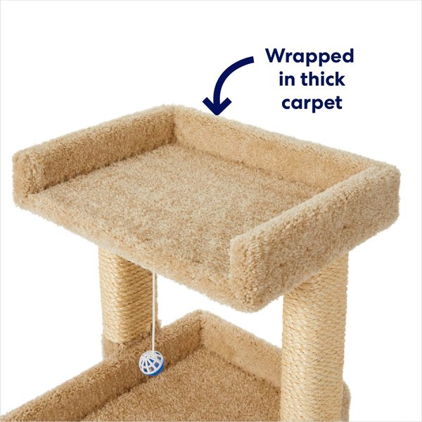 Show full view: Frisco 32-in Real Carpet Solid Wood Cat Tree with Toy, Beige slide 3 of 7