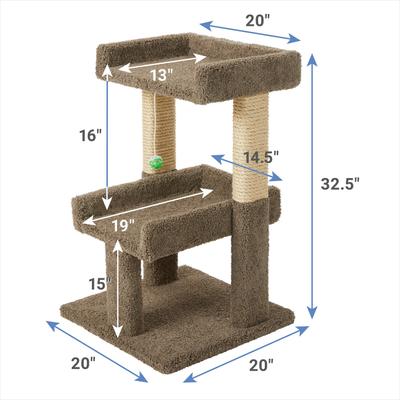 Frisco 32-in Real Carpet Wooden Cat Tree with Toy