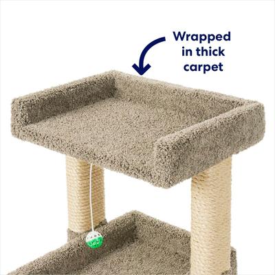 Frisco 32-in Real Carpet Wooden Cat Tree with Toy