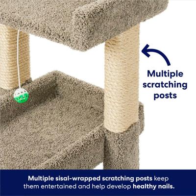 Frisco 32-in Real Carpet Wooden Cat Tree with Toy