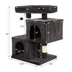 Frisco 33-in Faux Fur Cat Tree & Condo, Dark Charcoal slide 2 of 6