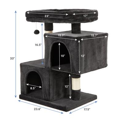Show full view: Frisco 33-in Faux Fur Cat Tree & Condo, Dark Charcoal slide 2 of 8