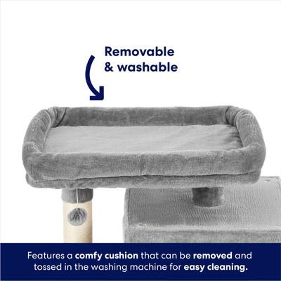 Show full view: Frisco 33-in Faux Fur Cat Tree & Condo, Gray slide 4 of 8