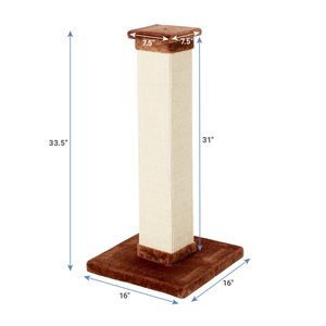 Frisco 33-in Heavy Duty Sisal Cat Scratching Post, Brown