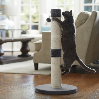 Frisco Frisco 35-in Heavy Duty Sisal Cat Scratching Post with Toy, Dark Charcoal