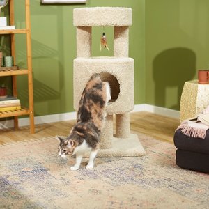 Frisco 36-in Real Carpet Wooden Cat Tree with Condo, Beige