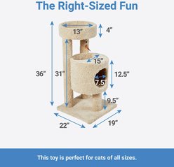 Frisco 36-in Real Carpet Wooden Cat Tree with Condo, Beige slide 2 of 6