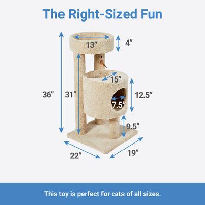 Show full view: Frisco 36-in Real Carpet Wooden Cat Tree with Condo, Beige slide 3 of 9