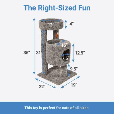 Show full view: Frisco 36-in Real Carpet Wooden Cat Tree with Condo, Gray slide 2 of 8